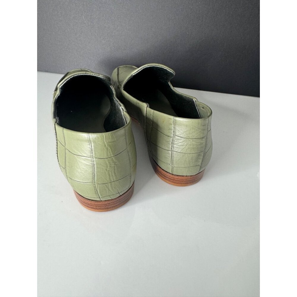 Max Mara Leather Crocodile Print Loafer Flats Green Laris US 8 EU 38 NIB $675 - Picture 8 of 11
